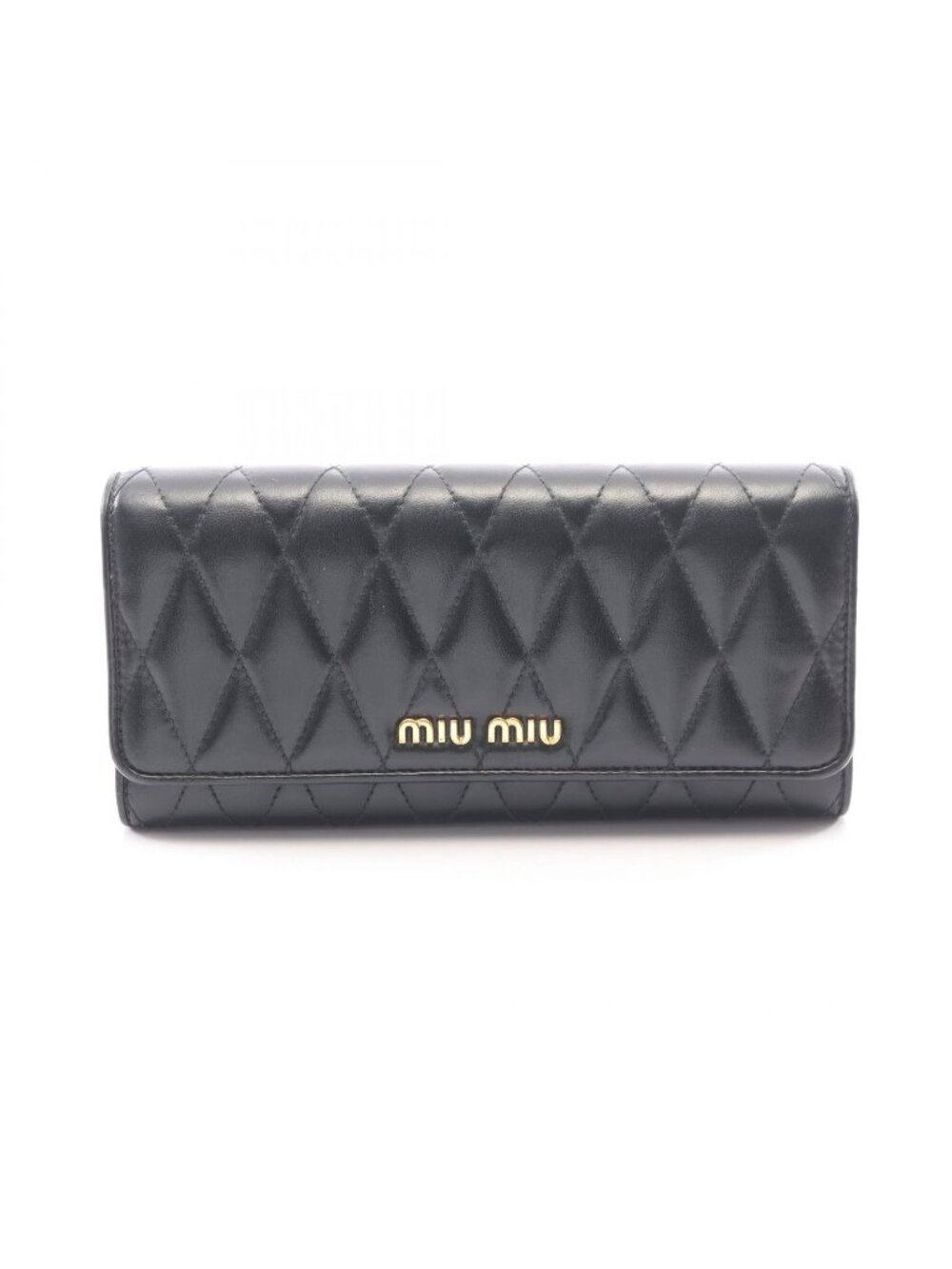 Miu Miu Bifold Wallet Black Leather Quilted